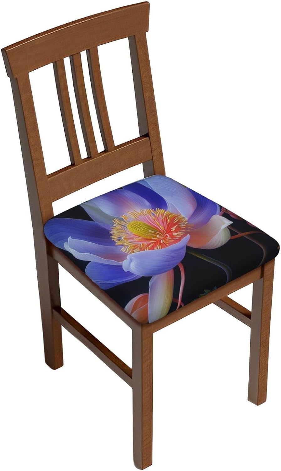 Beautiful Flowers Print Square Cushion Covers 6 Pcs Set Elastic Non-Slip Seat Cushion Slipcovers Pet Furniture Protectors for Chair, Sofa