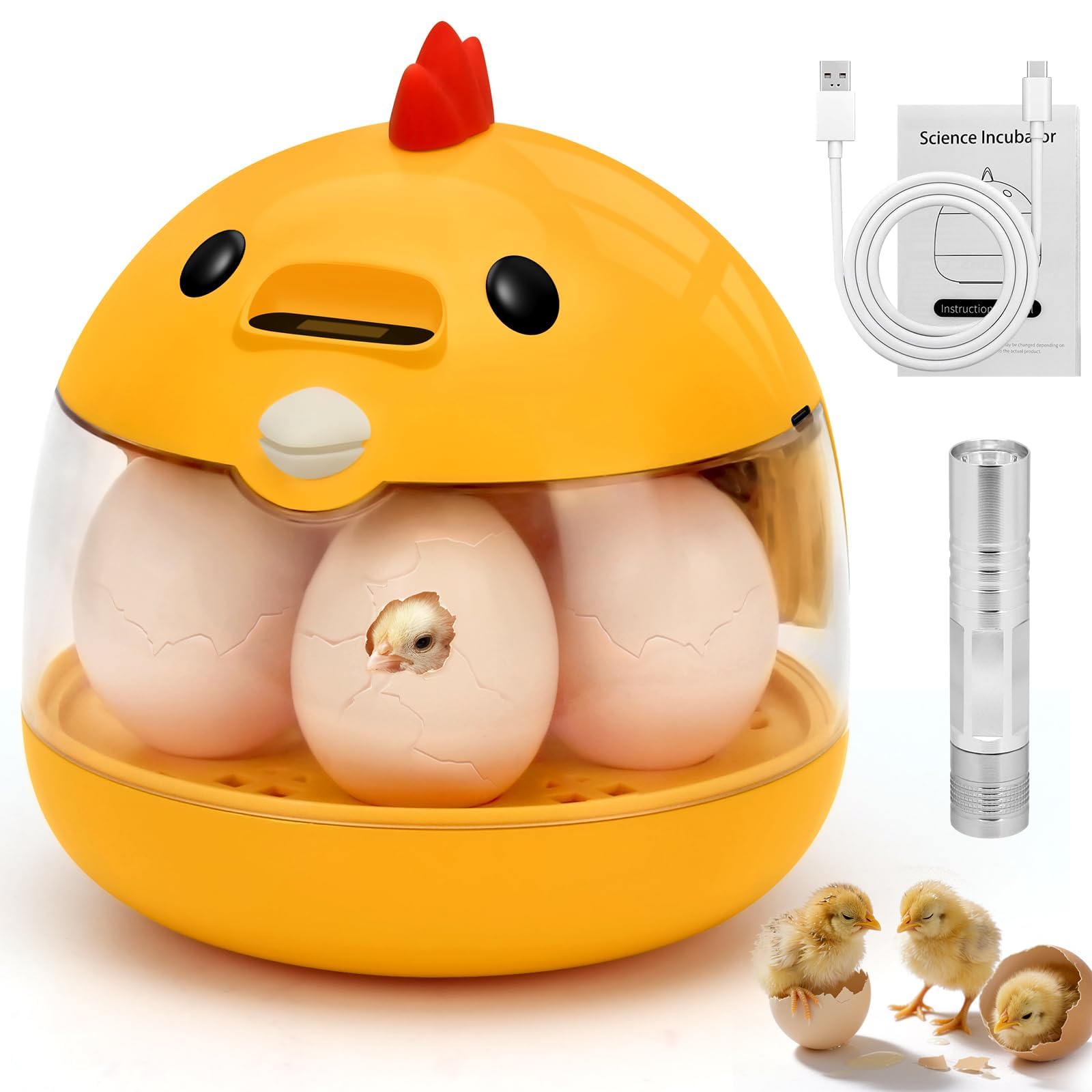 Incubateur automatique d'œufs de poule et caille avec contrôle humidité et affichage LED