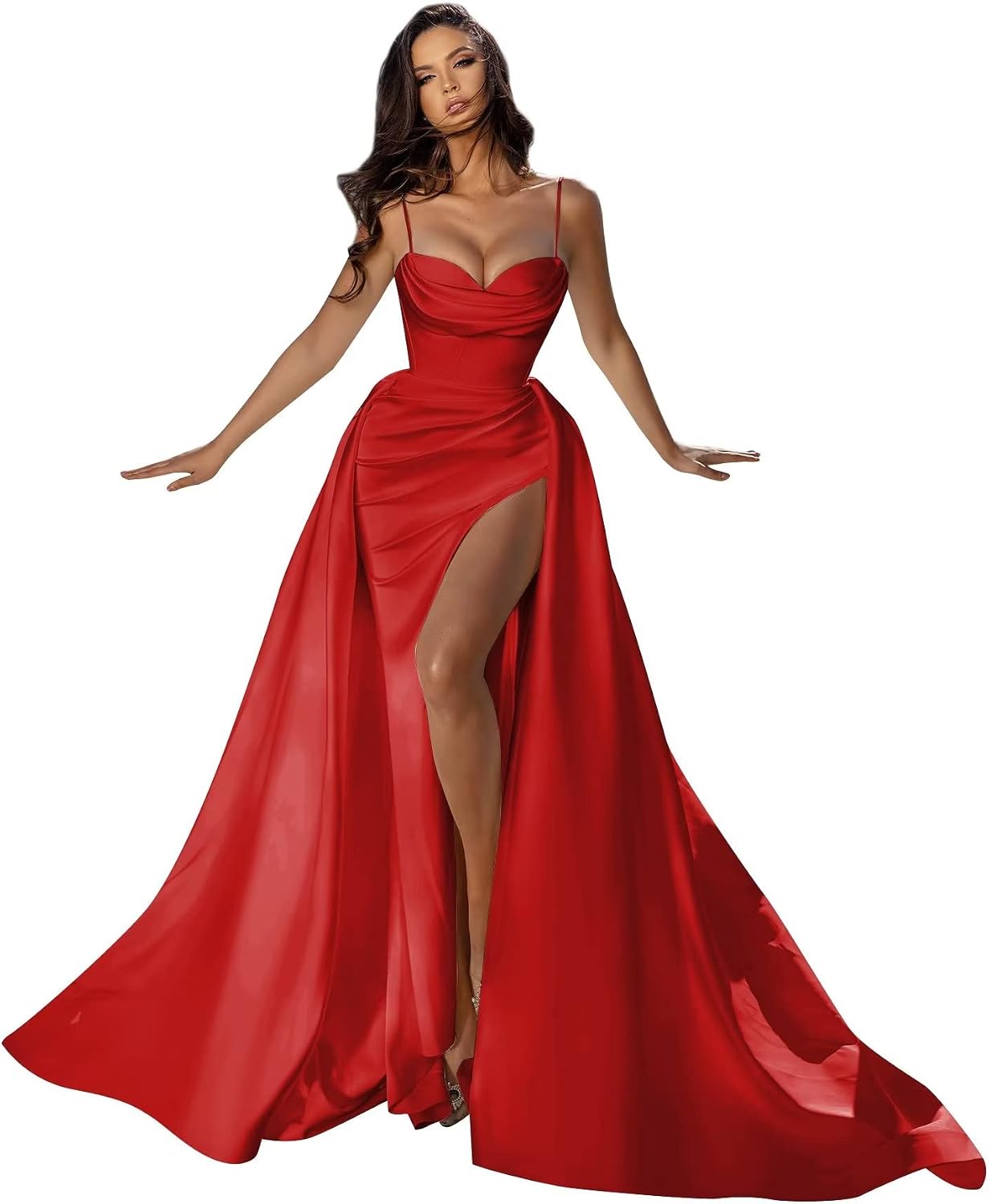 open lace back dress Stunning Mermaid Sweetheart Red Slit Sequin Prom Dresses Inspiration P   Frisco Dresses