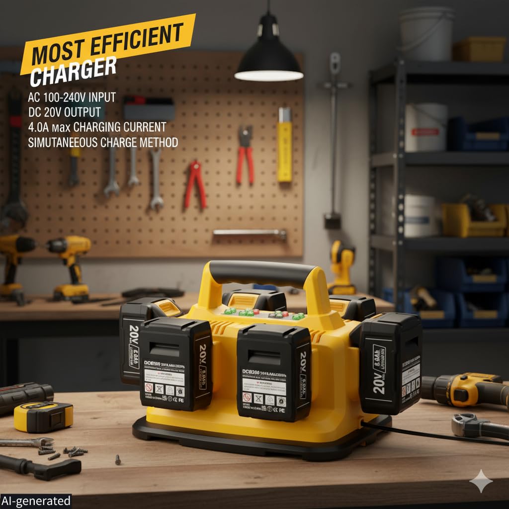 Repuesto de 6 puertos para estación de carga Dewalt de 20 V y 60 V, cargador de batería múltiple Dewalt, carga simultánea para baterías NULTIPLES, compatible con baterías Flexvlot de 20 V/60 V DCB200