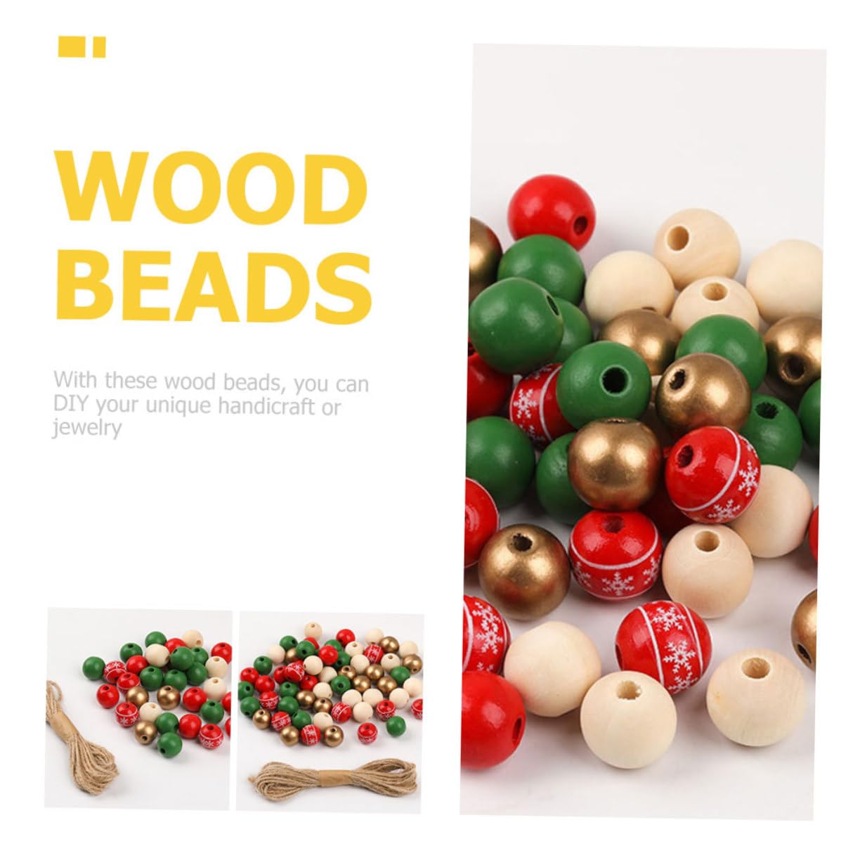SEWACC 5juegos Cuentas De Madera Cuentas De De Cuerda De Yute Manualidades Para Árboles De Navidad y