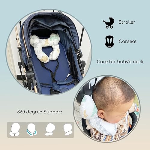 Miniatura 4 de Almohadas para el cuello del bebé, cómoda almohada de apoyo para la cabeza del bebé para asiento de coche, cochecito de bebé, almohada de viaje de