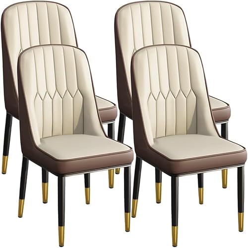Miniatura 9 de YVYKFZD Dining Chairs Set of 2/4, Kitchen Chairs with Back and Metal Legs, PU Leather Dining Room Chair, Armless Comfy Side Chair, for Living Room,