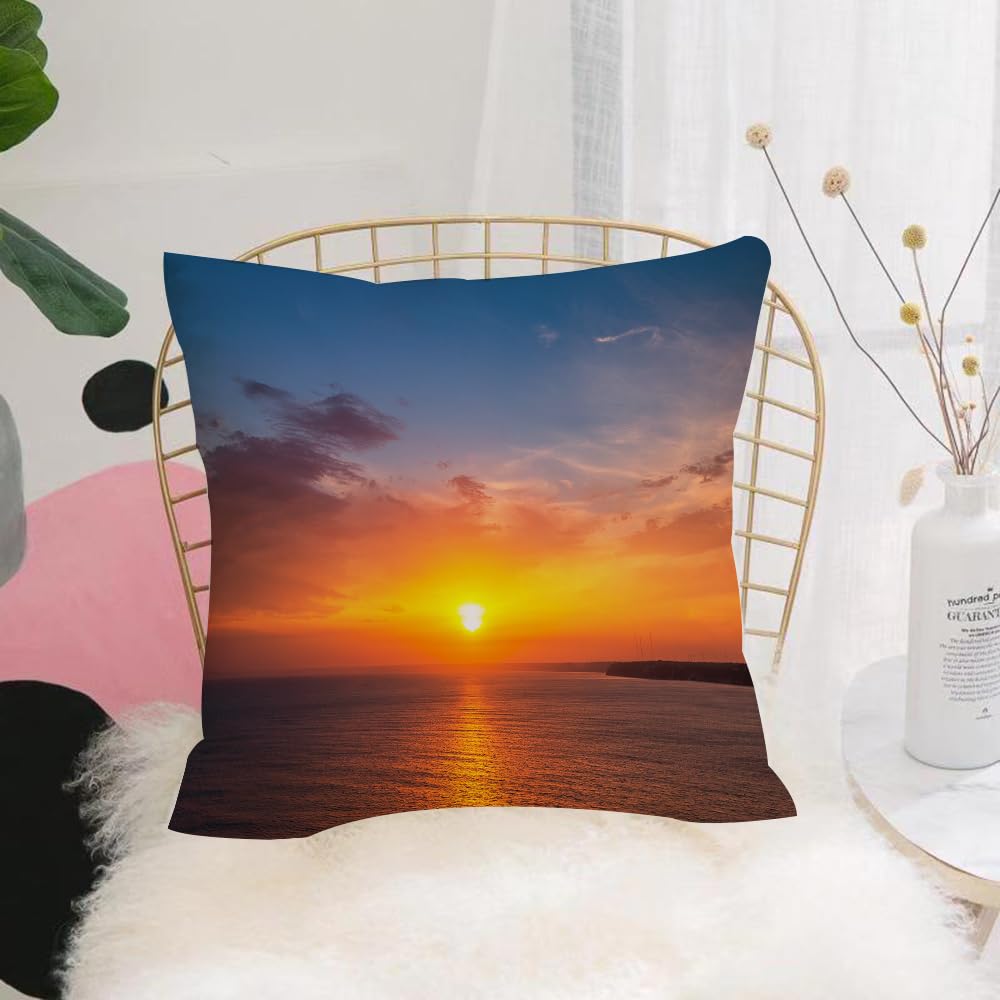 Hyosxw Panoramic Cloudscape Over Dusk Sunny Beach S - A6 Cushion Cover,Throw Pillow Case Home Decorative For Living Room Bedroom Sofa Chair 18X18 Inch,Panoramic Cloudscape Over Dusk Sunny Beach Sunrise Shot Punta Republic Coast,Pillowcase 45X45cm