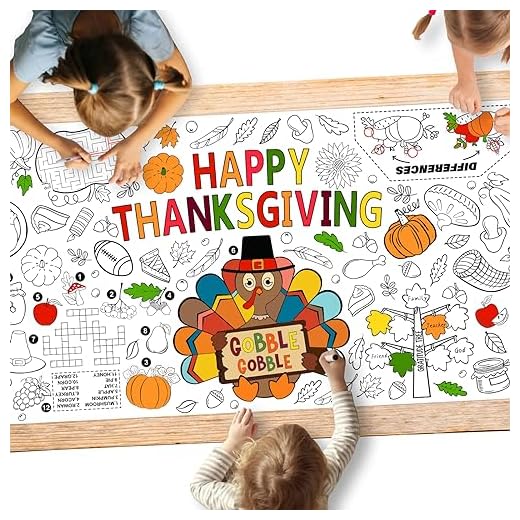 Family Fun Thanksgiving Activity Poster - 31.5 x 72 Inches, Turkey-Themed Thanksgiving Day Party, Versatile Paper Coloring Banner/Table Cover for Fall School Parties and Special Events Decoration