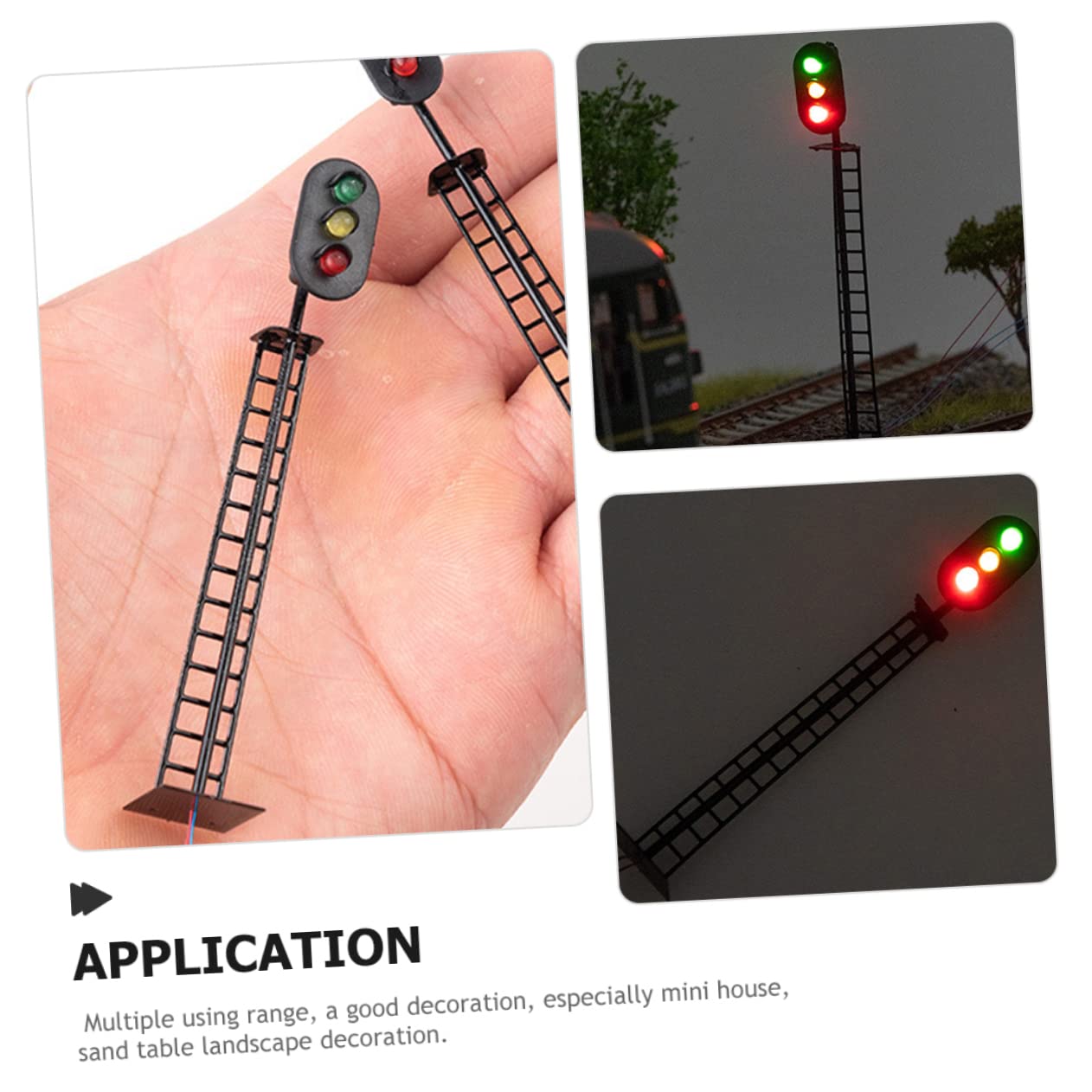 Operitacx Realistic Railroad Signal Light Model Sand Table Decor Mini House Decor Train Signal Light for Photo Prop and Scene Adornment