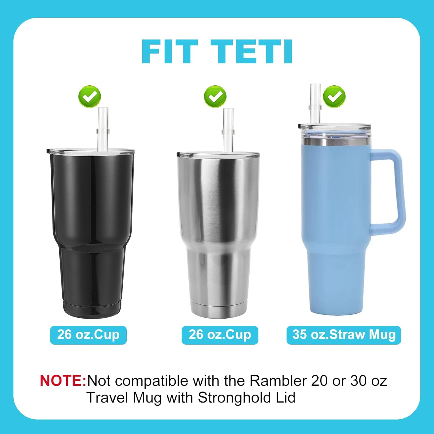 30 oz Tumbler Straw Lid for YETI, 2 Pcs Replacement Lids for Rambler 30 oz Tumbler, 26 oz Cup, 35 oz Straw Mug, Spill Proof Top with Brush, BPA Free and Shatter-proof - Image 5