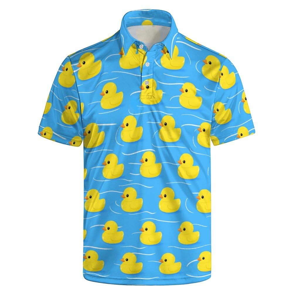 Xdceu Men's C Duck ’S Golf Polo Shirts - Hawaiian Print Golf Shirt For Quick-Dry Moisture Wicking Casual Breathable Polo Shirt, Xxxxl