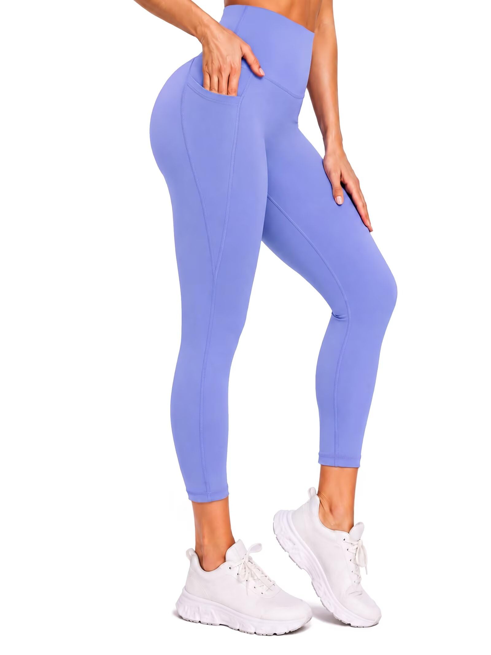 Sunzel Sunzfly - Leggings Capri Ocultos con Bolsillos para Mujer, Pantalones de Yoga recortados de Cintura Alta con Control de Abdomen, bígaro, Large