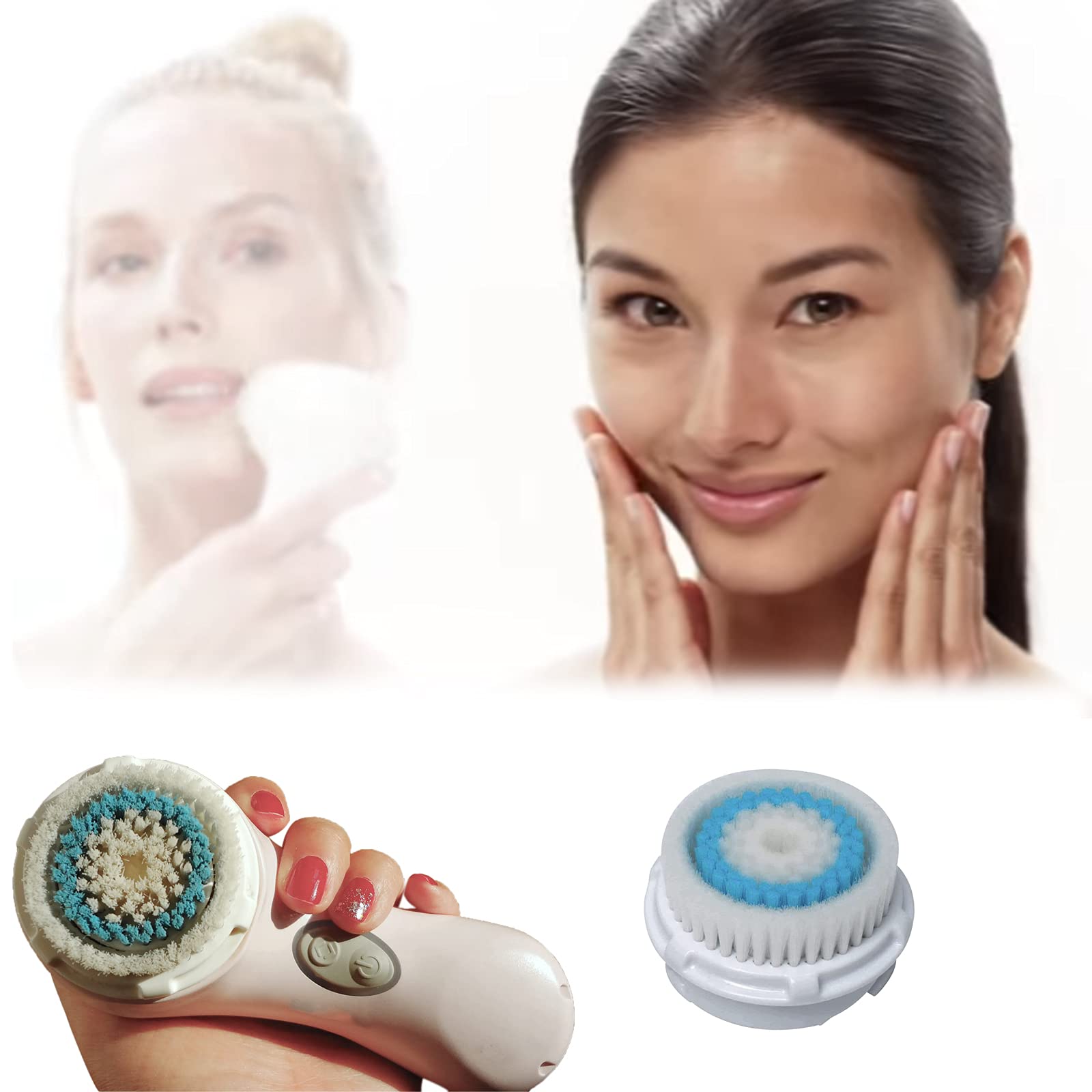 Testine di ricambio compatibili con Clariso-nic Mia 1/2, Aria, Plus, Smart Profile – Sensitive & Deep Pore – 4 testine in nylon per una pulizia delicata e profonda dei pori