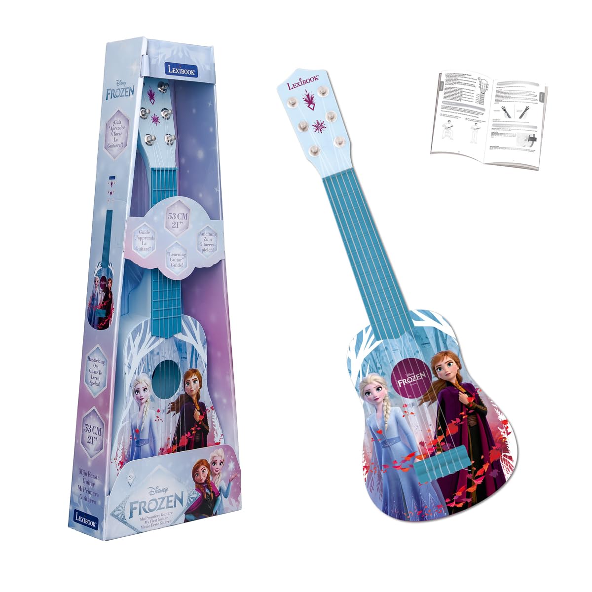 Lexibook Disney K200FZ Kraina Lodu Elsa My First Guitar dla Dzieci, 6 Strun Nylonowych, Długość 53 cm, Przewodnik w Zestawie, Niebieski, Fioletowy, K200FZ