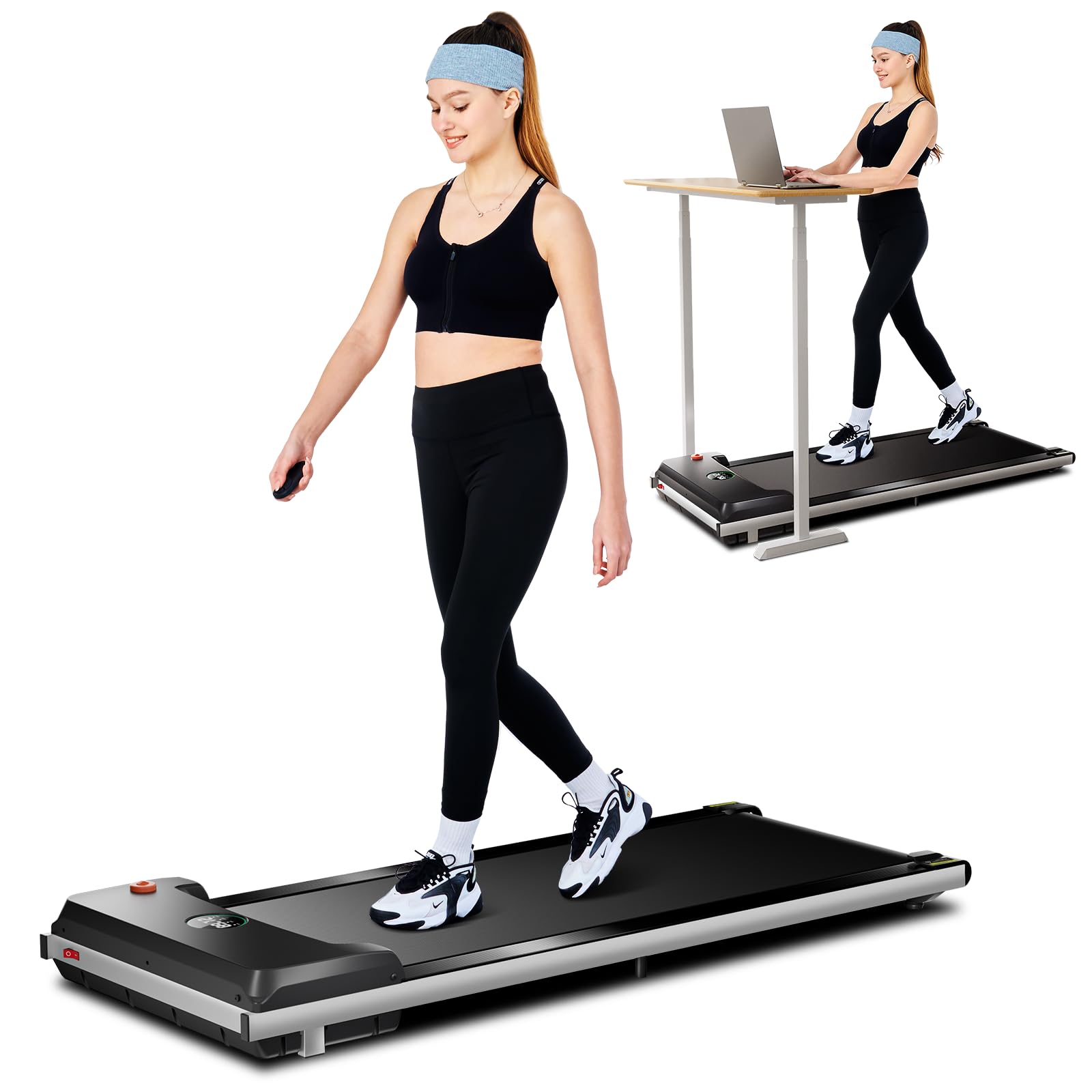 RHYTHM FUN Walking Pad Treadmill, in Under Desk Treadmill for Home,  Portable Treadmill with Width Belt, Walking Treadmill with 265LBS Capacity