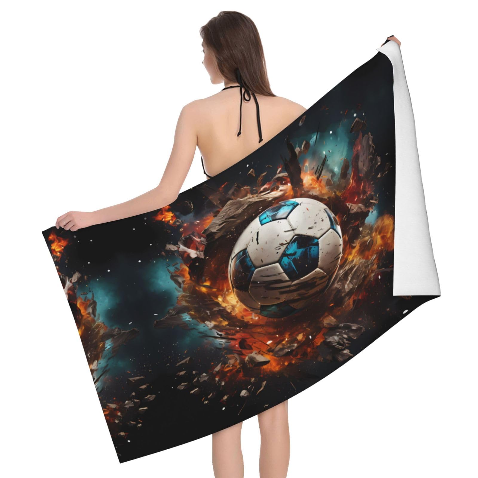 QAZWZML Home microfiber Firecracker Soccer prints bath towels for travel, beach, and bathroom use. Highly absorbent and soft pool towels for men and women, quick drying