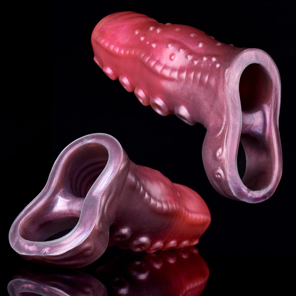 SXOVO Funda Pene Tentáculo, Funda para Pene Abierta con Anillo Testicular, Alargador de Pene Usable y Reutilizable, Sex Toys Retardante Eyaculación, Juguetes Eróticos para Pareja Sexuales (M)