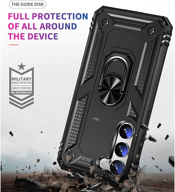 for Samsung S23 Case: Screen Protector Military Grade Protective Cases with Ring for - Samsung Galaxy S23 Black