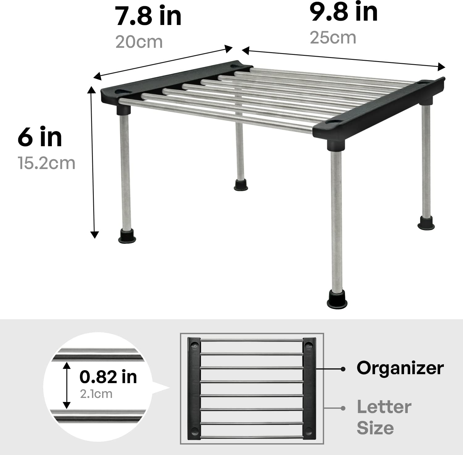 Estante organizador de gabinete, juego de 2 estantes apilables para mostrador de cocina, organizadores y almacenamiento de gabinetes de cocina, organizador de estante de almacenamiento de 6