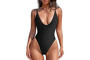 Women's Black Seamless High-Cut One-Piece Swimsuit