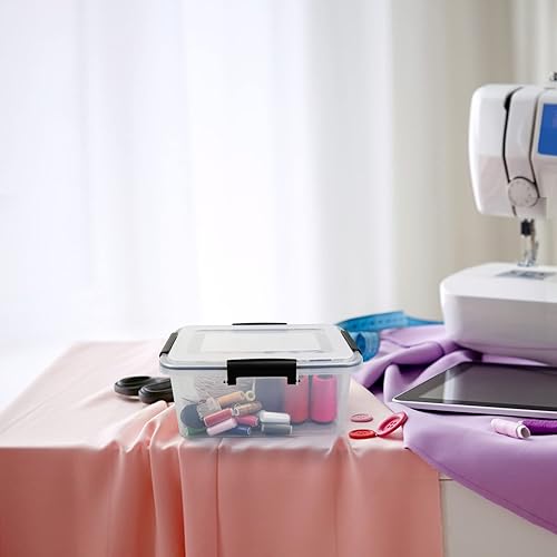 Miniatura 5 de Morcte Paquete de 6 cajas de almacenamiento transparentes con tapa de sellado de junta, caja de juntas de plástico de 12 cuartos de galón con cierre