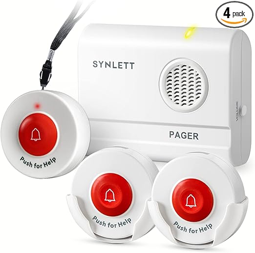 Caregiver Pager Wireless Nurse Call Buttons for Elderly Monitoring SOS Alert System Portable Alarm Call Bell for Nursing Home Care Seniors Patients Emergency