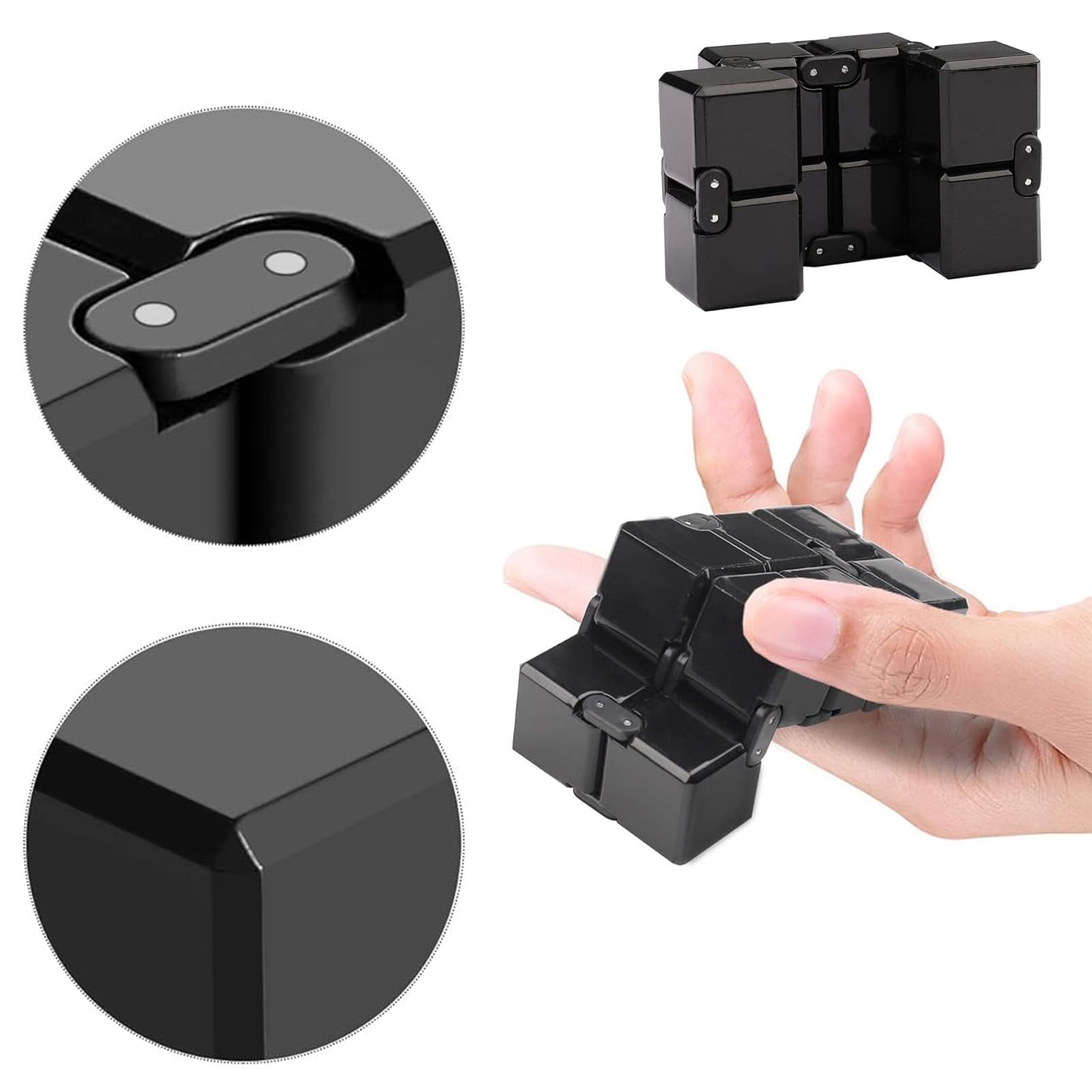 Infinity Cube Fidget Toy Cube suitable for Adults & Kids, New Version Fidget Finger Toy Stress and Anxiety relief, Killing Time Fidget Toys Infinite Cube suitable for Office Staff (Black) - Image 3
