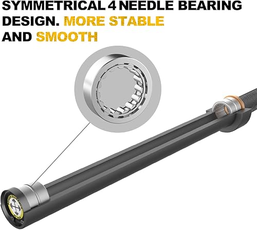 Miniatura 4 de POWER GUIDANCE Barra sólida olímpica, barra de entrenamiento de fuerza de 7 pies para levantamiento de pesas, fitness en casa, capacidad de 1600