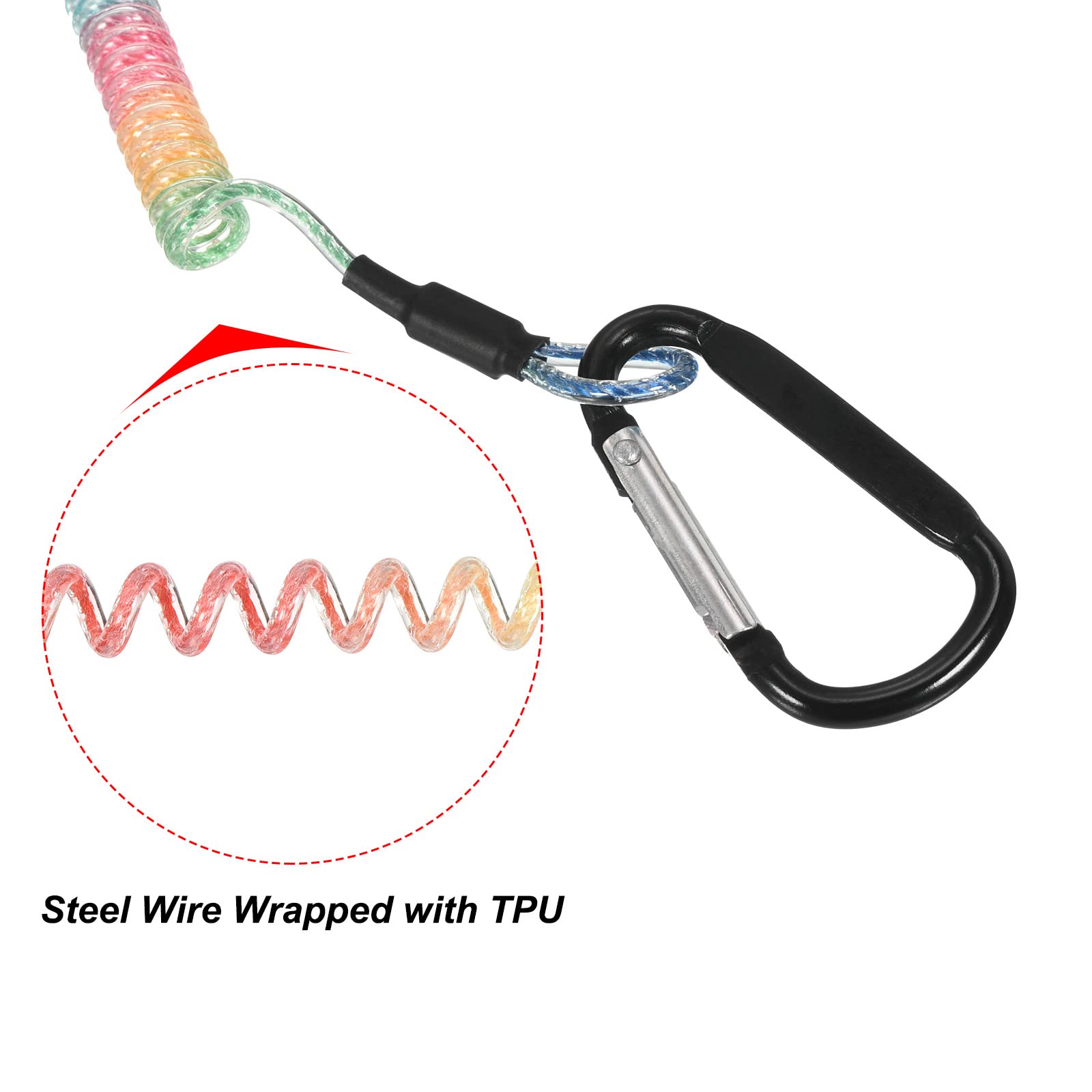 2 Cordini A Spirale Per Attrezzi Da Pesca - Retrattili Con Clip Metallo - Foto 13