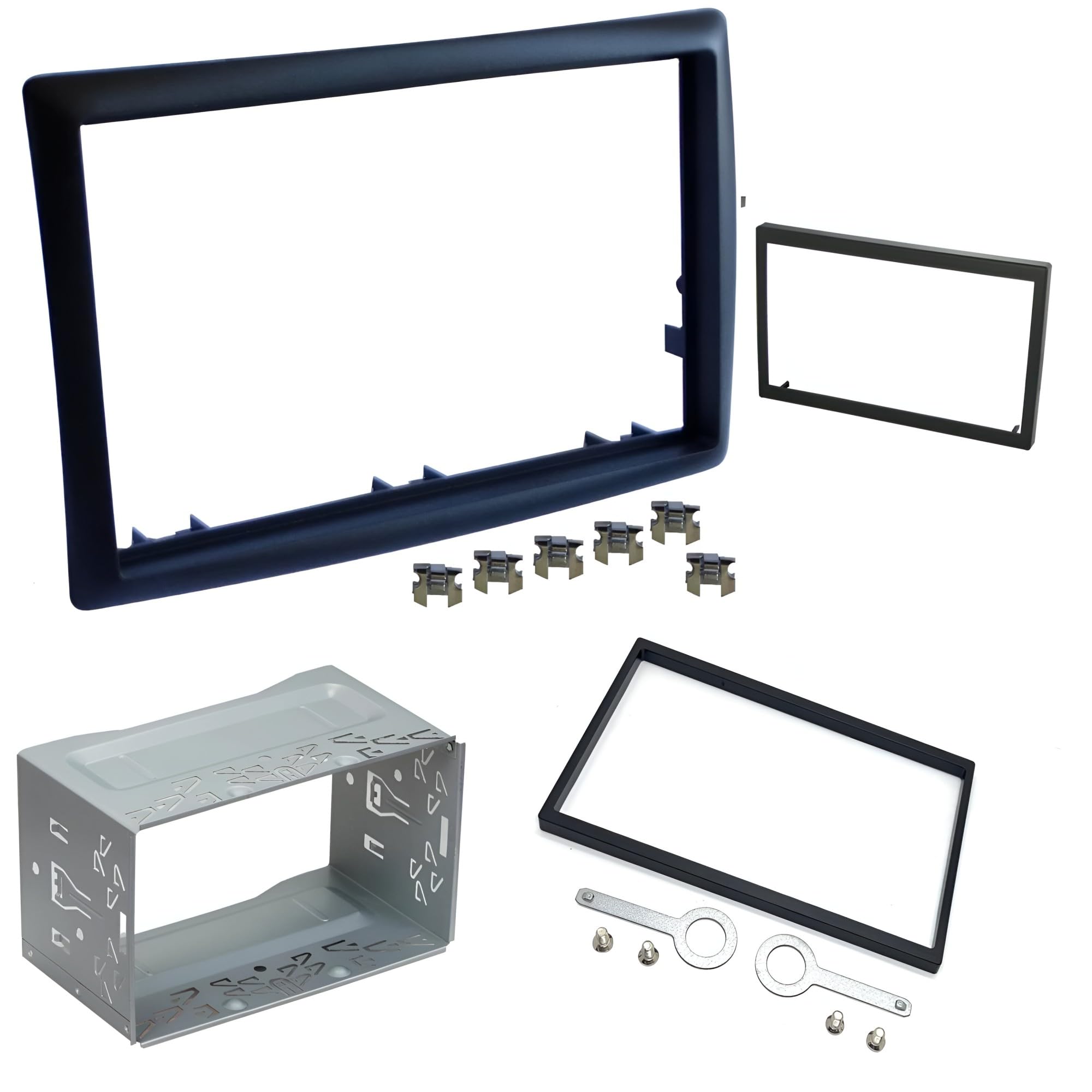 Sound-way Kit Montaje Autoradio, Marco Radio 2 DIN con Carcasa, Adaptador Antena, Llaves de Desmontaje compatible con Renault Megane 2005-2007