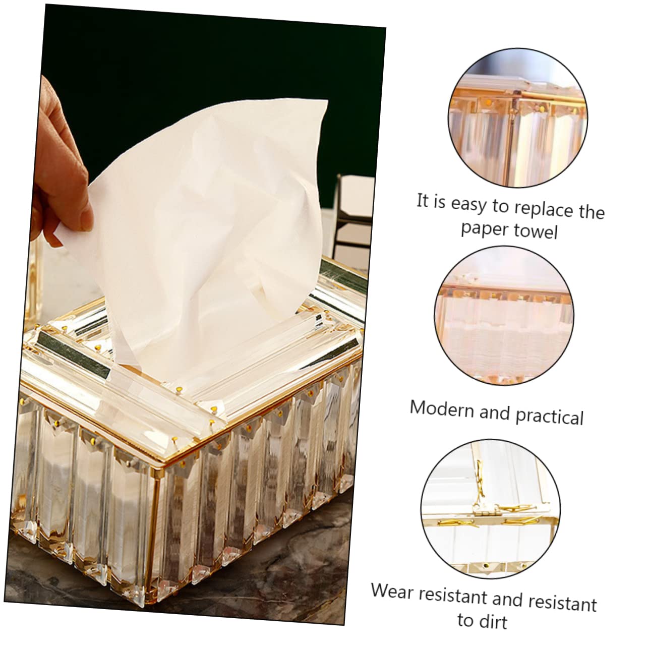 Caja de Pañuelos de Cristal en Color Claro, Diseño Moderno y Delicado
