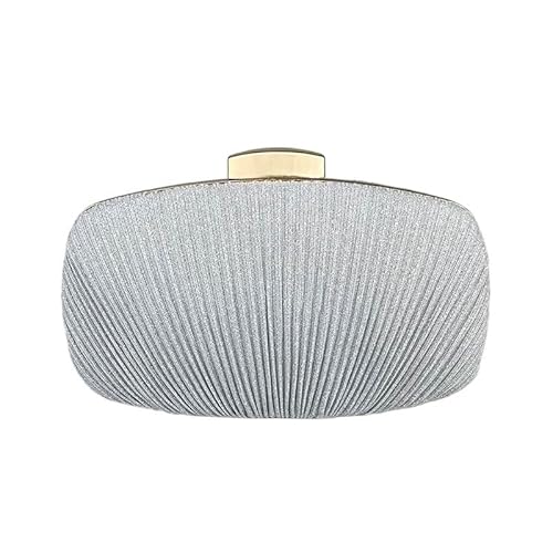 [XSDIAQG] Fabric Art Pleated Clutch Purses European Evening Bag(Silver)