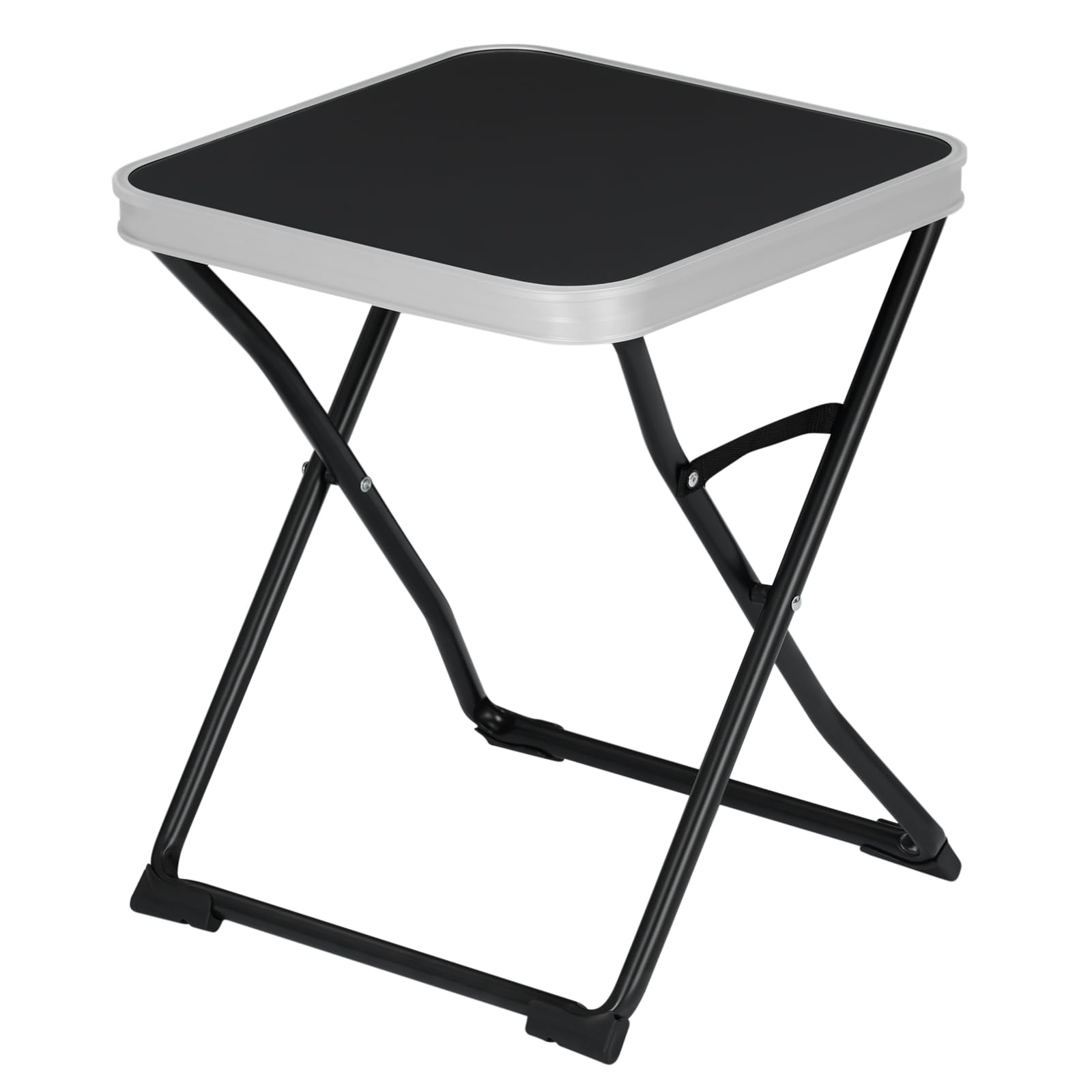 eSituro Table Pliante 2 en 1 d'Appoint avec Plateau Amovible, Tabouret Portable pour Camping Extérieur, 40,5x40,5x50cm, Noir