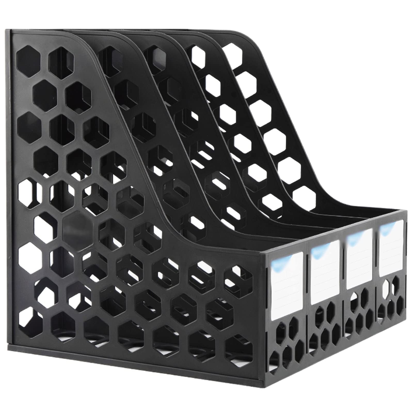 GRFIT Revisteros Carpeta Clasificadora Caja de Archivos File Rack Storage Basket 4 Sección Organizador de clasificación de Archivos Vertical for Office Home Black Organizador Documentos