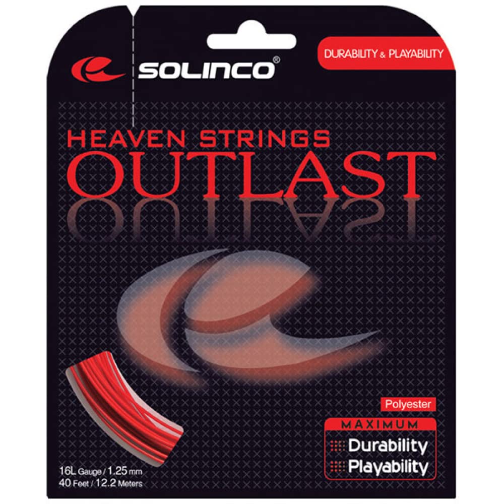 Solinco Heaven Strings Outlast Red Colored Soft Poly (Polyester) 18 Gauge / 1.15mm Tennis Racquet String Sets 2-Pack (2 Sets Per Order) - Best for Spin, Control, and Durability