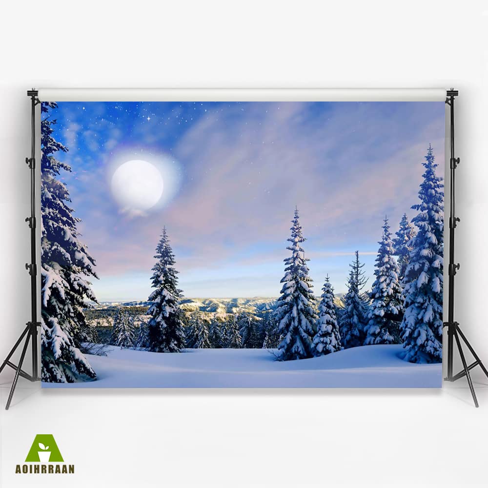 Aoihrraan 3x2m Winter Forest Background Snowfield Snow Covered Spruce - View #5