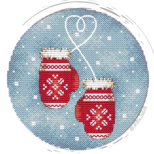 Kit de broderie Noël fils DMC de qualité supérieure toile gants rouges