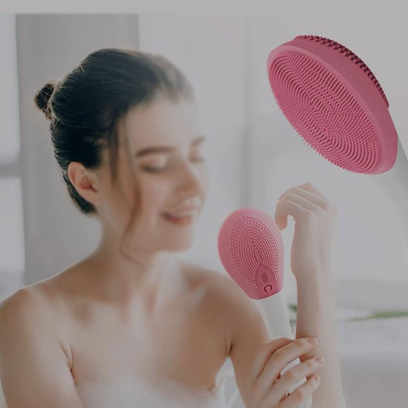 Cepillo de Ducha Masaje eléctrico Cepillo Corporal Frote la Espalda Mango Largo Masaje automático y limpie la Espalda Cepillo de Ducha (Rosa) Cepillo Corporal de baño