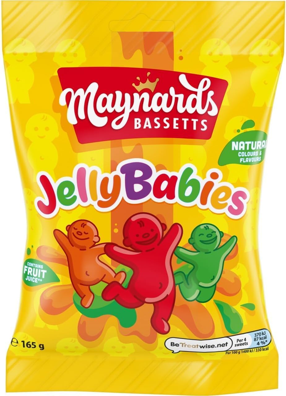 Maynards Bassetts Jelly Babies, Fruity & Chewy Classic Sweets, Sharing Bag, 165 g (Pack of 1)
