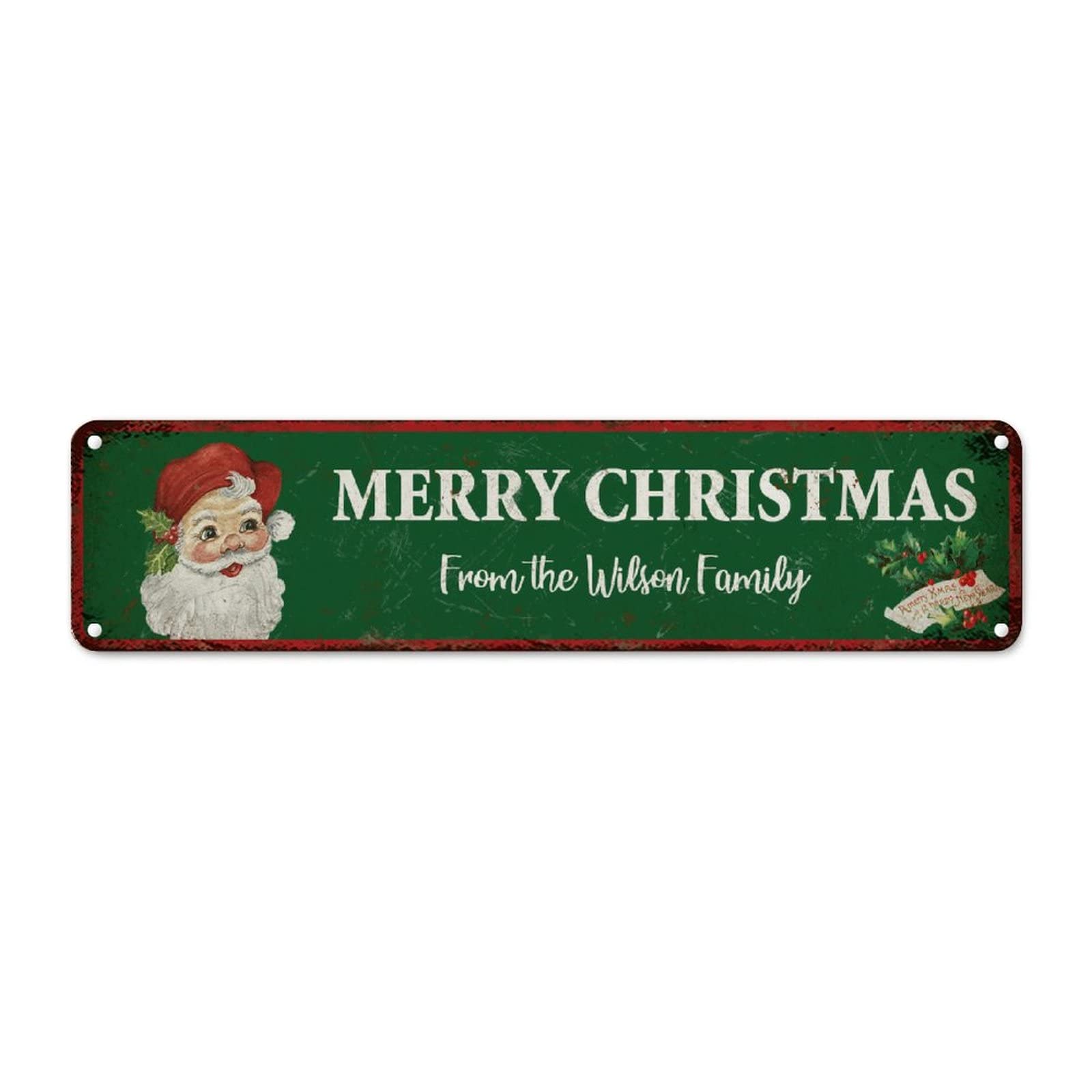 Panneau de Noël vintage en métal vert pour sublimer le salon et le porche d'entrée
