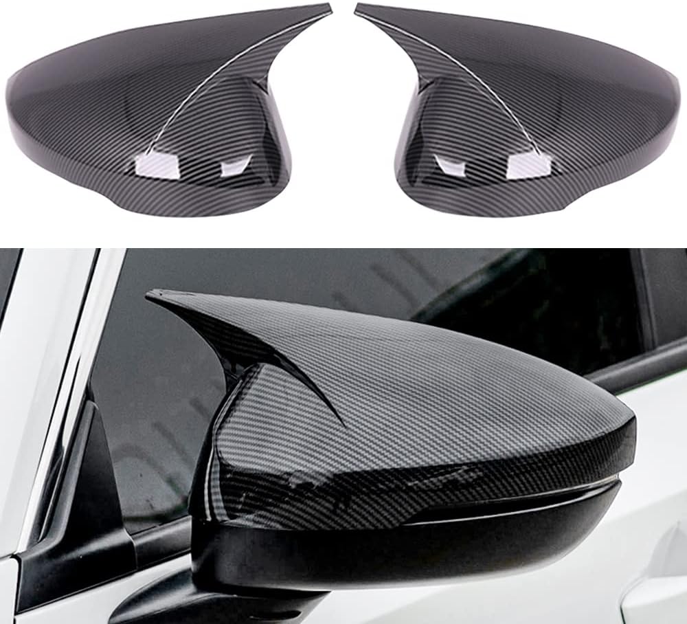 XITER 2PCS ABS Plastic ox Horn Side Mirror Cover Exterior Decoration Rearview Mirror Guard Cover Trim for 11th Gen Honda Civic 2022 2023 2024 2025 2026 Accessories(Carbon Fiber)