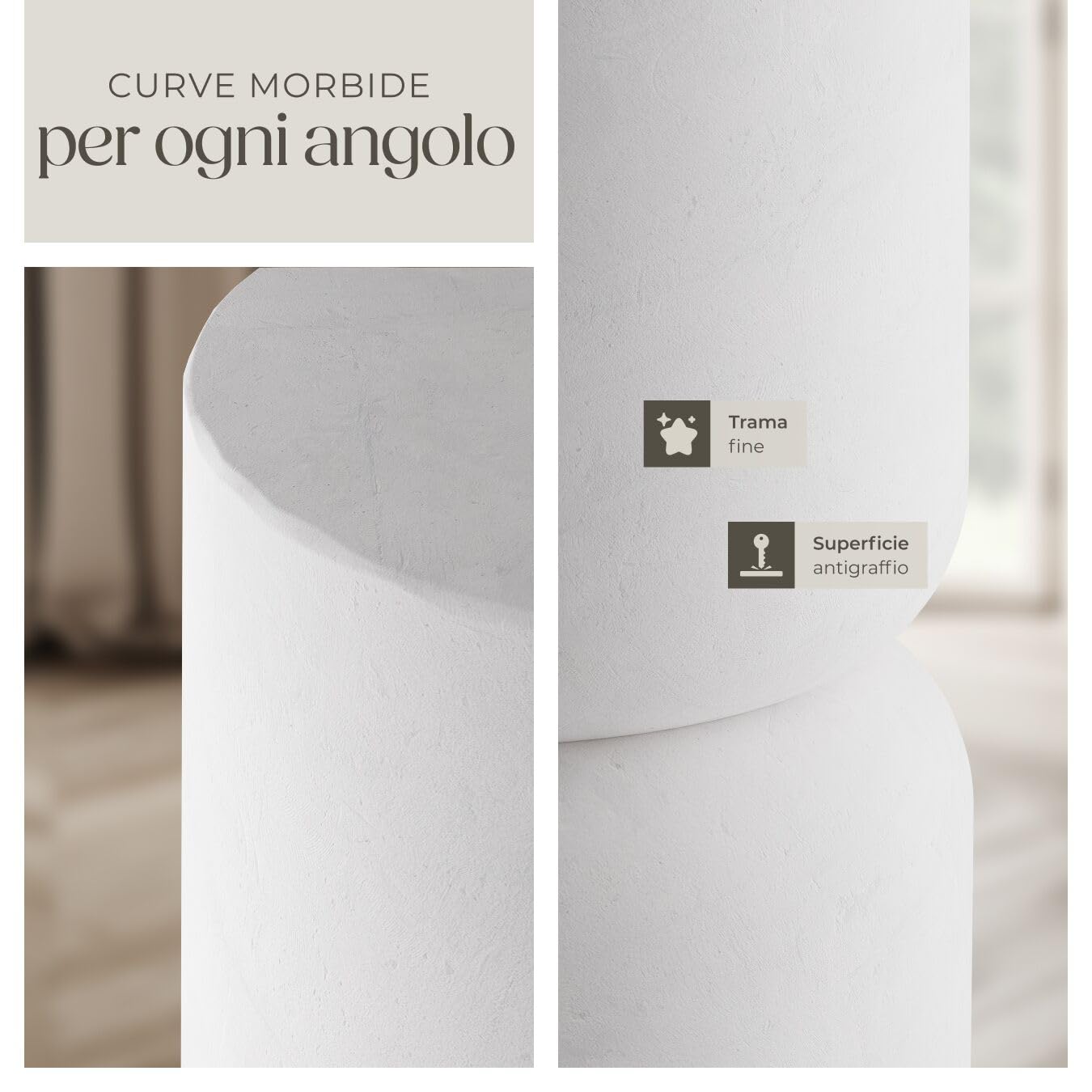 tectake® Set di 2 Tavoli Rotondi da Giardino Design Elegante, Tavoli per Esterno e Interno, Tavoli da Giardino Resistenti agli Agenti Atmosferici, Tavolini da Salotto 28 x 54,5 cm - Bianco