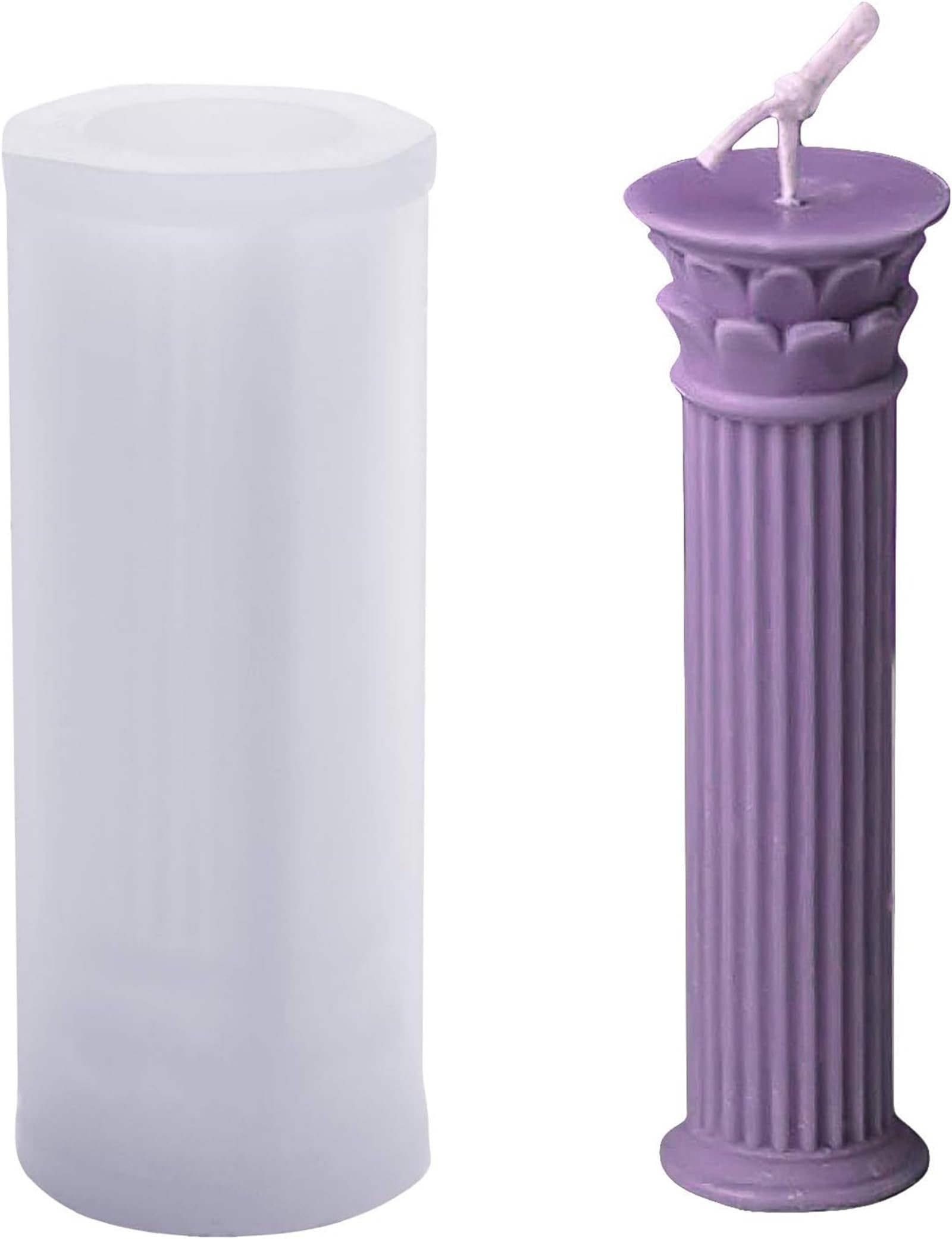 SOFTCREATO 3D Roman Column Pillar Candle Mold Ancient Pillars Silicone Moulds Stripe Shape Cylinder Candle Moulds Epoxy Casting Soap Molds for DIY Wedding Dinner Candle Making Supplies-image-19