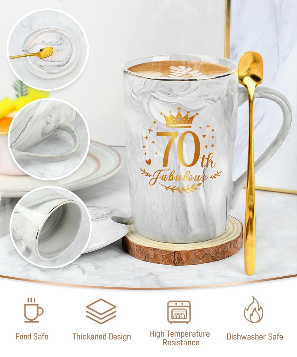 Set Regalo Donna 70 Anni, Idee Regalo Compleanno per Donna, Tazzine da Caffè Set, Regalos Mamma Compleanno, Regali 70 Anni per Moglie, Mamma, Amica, Nonna