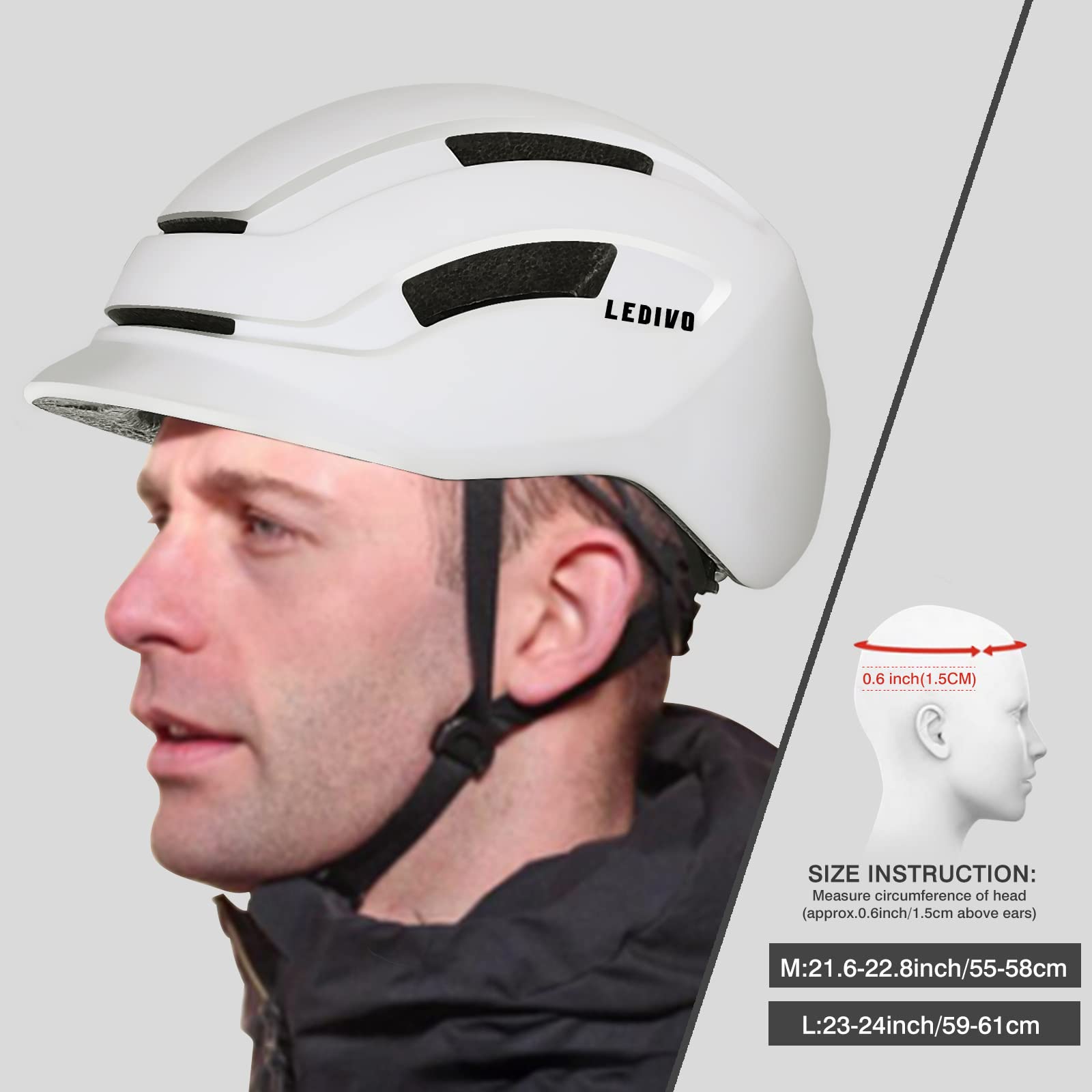 Casque Vélo Adulte Avec Feu Arrière LED - Réglable 57-62 Cm, Léger, Aéré, Pour VTT, BMX, Trottinette
