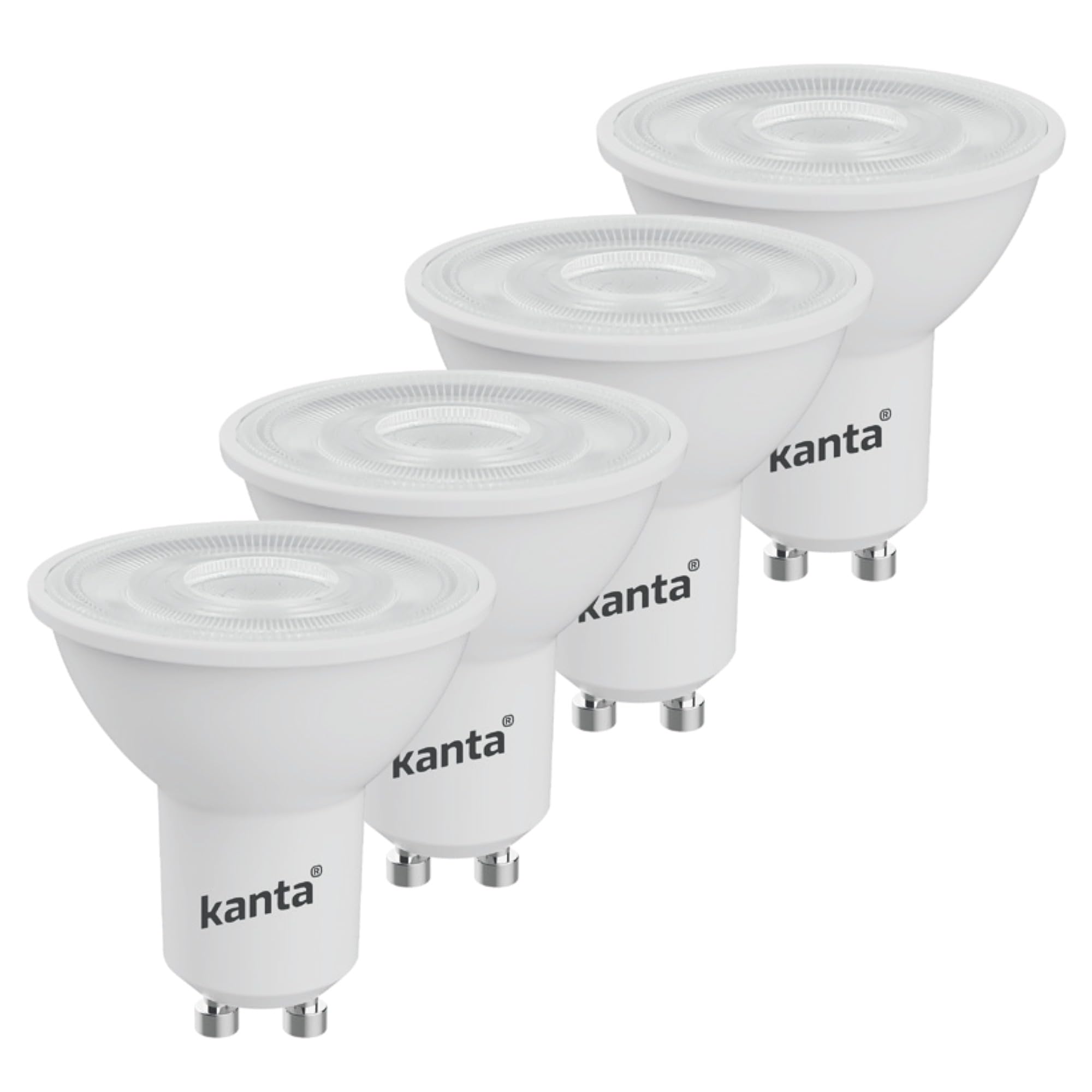kanta GU10 LED Bulbs, 3.6W Equivalent to 50W Bulb, 345 Lumens, Non-Dimmable, Ceiling Kitchen Bathroom Lights (4, Warm White 3000K)