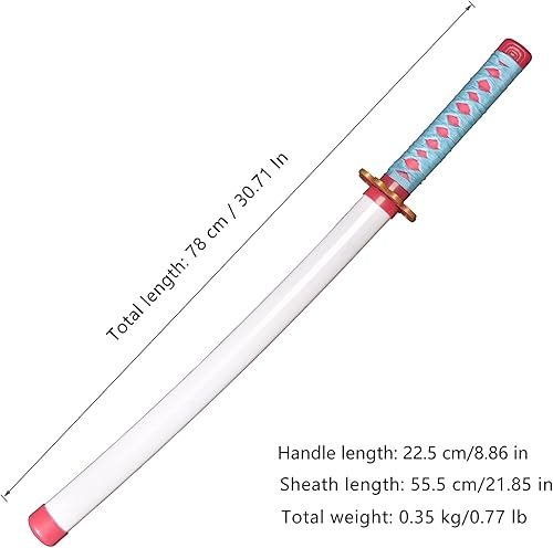 Miniatura 2 de Espadas Katana de anime de madera para cosplay, espada Samurai Kanroji Mitsuri, espada Demon Slayer, cuchillo rueda solar blanca de 30 pulgadas