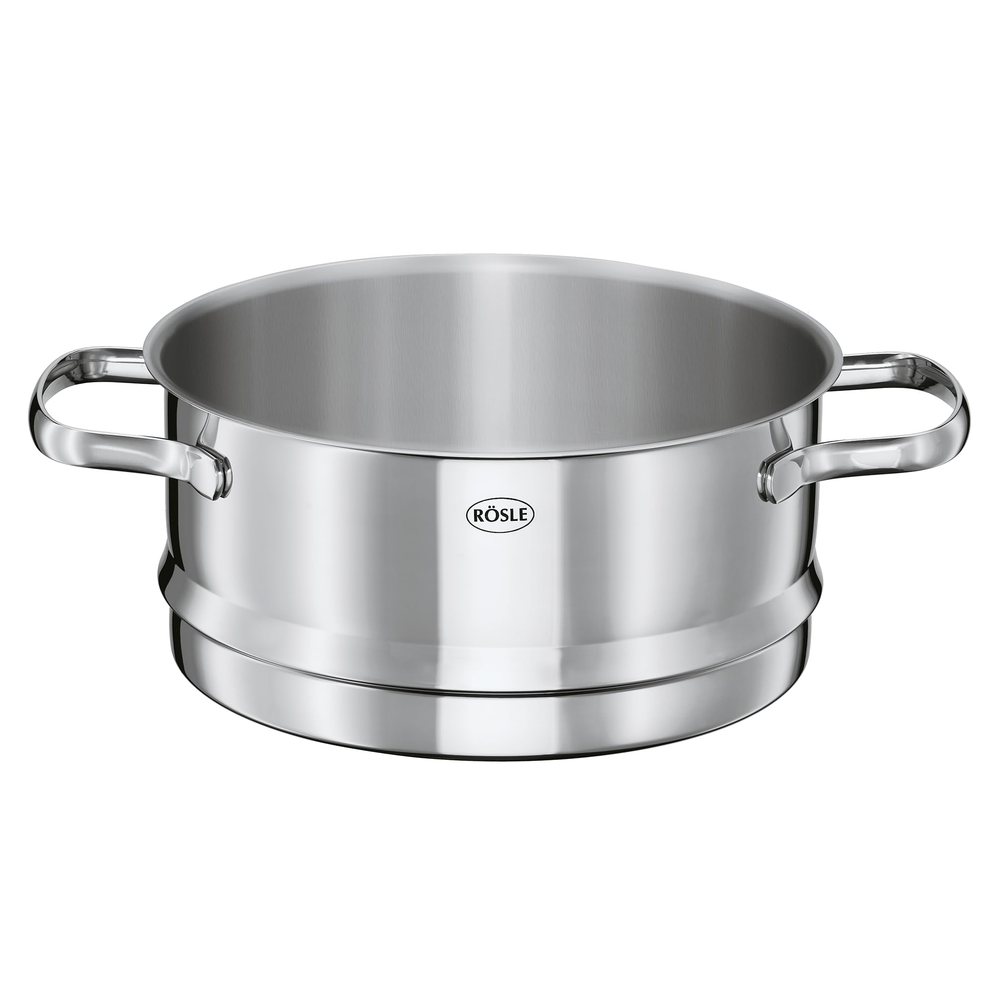 RÖSLE ELEGANCE Vaporera Ø 20 cm, acero inoxidable 18/10, borde vertedor, escala interior, tapa de cristal, apta para inducción y para lavavajillas, 22 x 29 x 23 cm, plateado