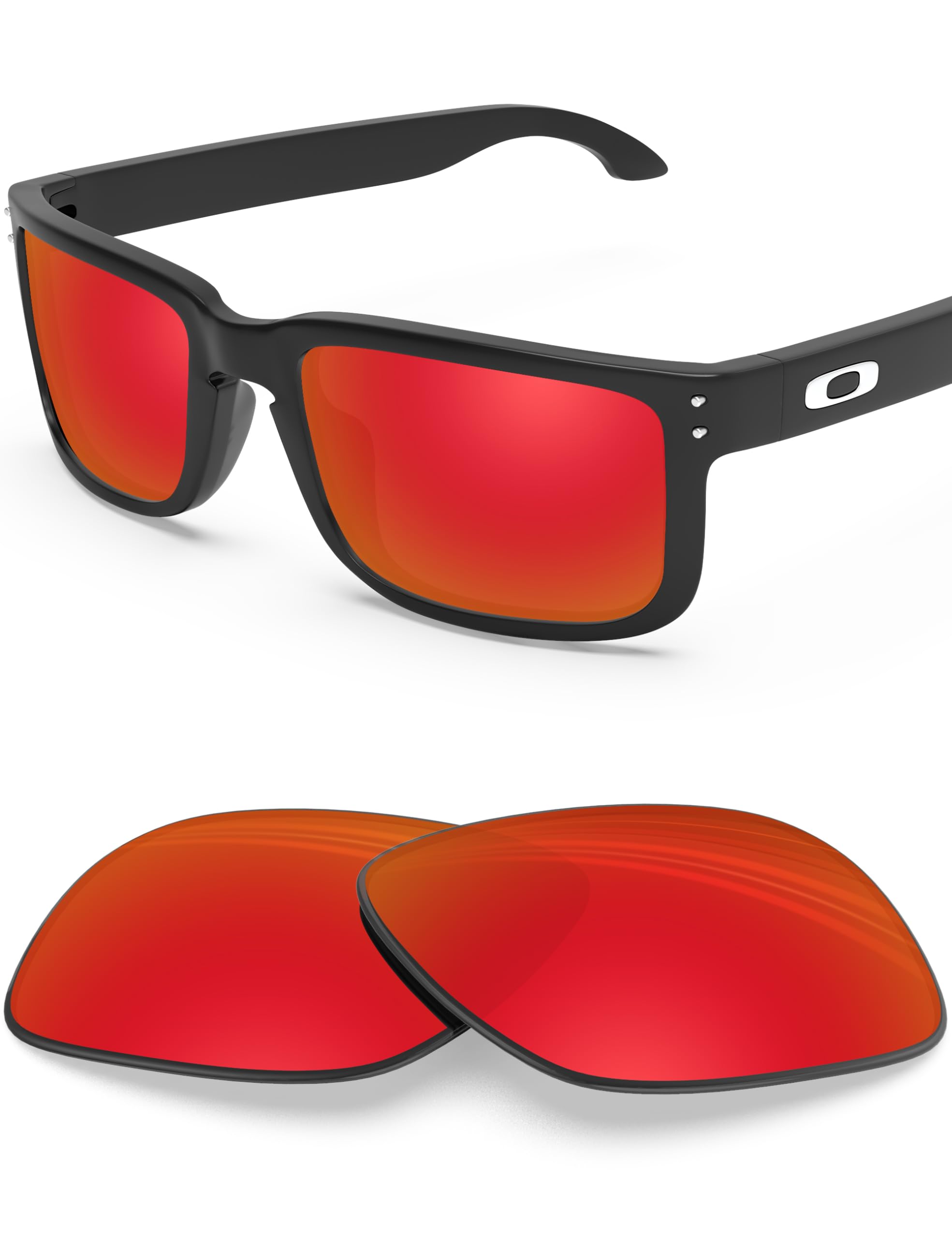 BlazerBuck Polycarbonate Polarized Replacement Lenses for Oakley Holbrook OO9102 - Fire Red AR Coated