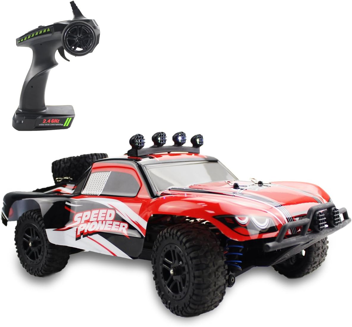 Fistone 1:18 RC Car RTR High Speed Racing Monster Truck 4WD Rock Crawler Off Road Dune Buggy Full Scale 2.4G Remote Control Hobby Toys for Kids & Adults with LED Lights