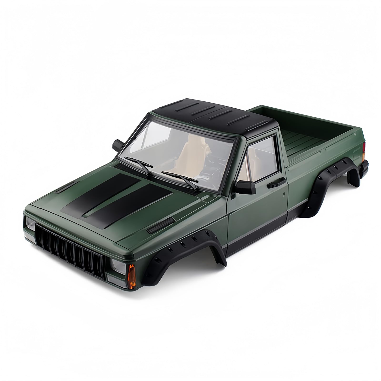 RC Car Hard Body Shell Kit,313mm Wheelbase Cherokee Body Car Shell for 1/10 RC Crawler Axial SCX10 & SCX10 II 90046 90047 TRX4 Kit (Military Green, Pickup A) — image 1