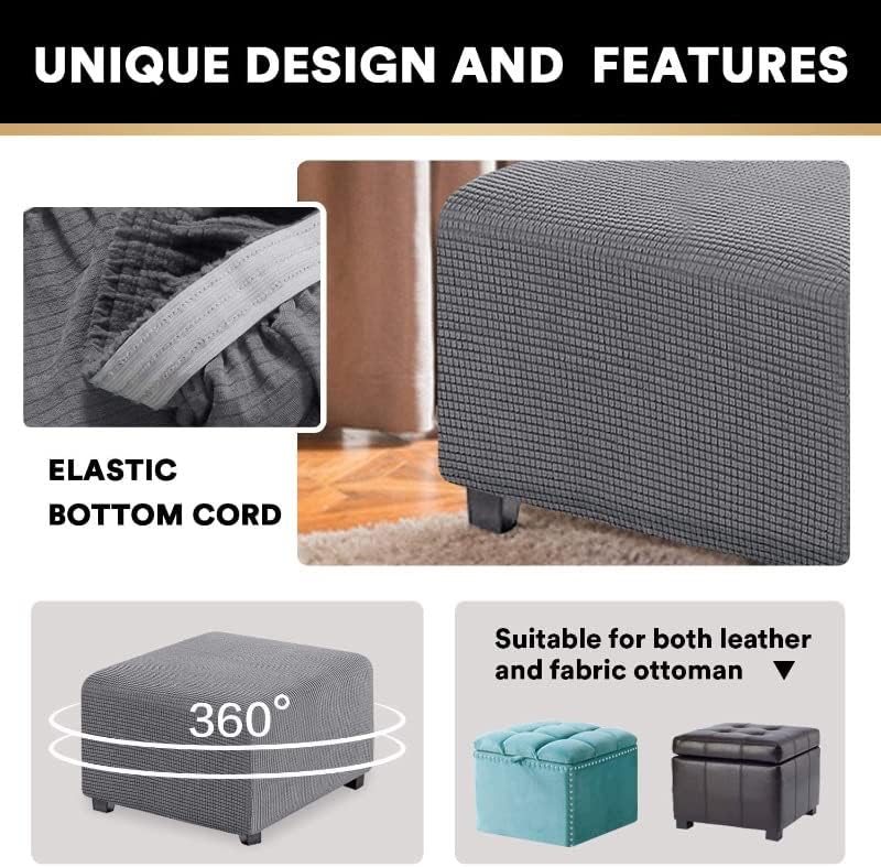 Miniatura 7 de Funda otomana elástica cuadrada de 24 x 2438 x 3840 x 40 pulgadas, funda otomana extragrande, protector de muebles, protector de muebles, funda