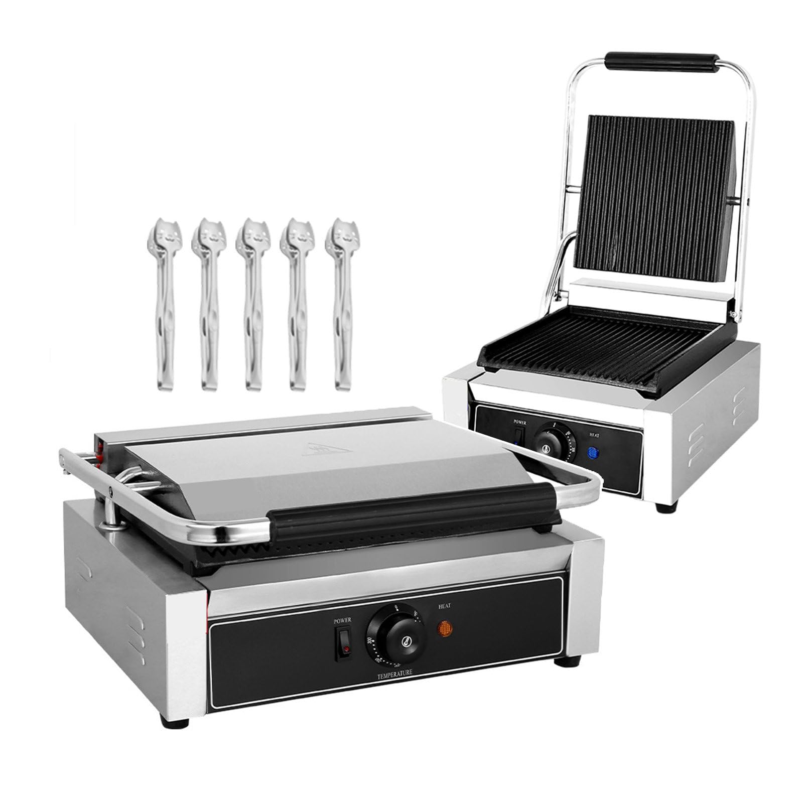Elektryczny Toster Deep Fill, Grill Z Prasą Do Kanapek I Gofrownica Z 5 Szczypcami Do Grilla, Elektryczny Ruszt Do Kanapek Ze Stali Nierdzewnej 50-300°C Do Biwakowania Na Powietrzu,1800W